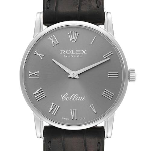 Photo of Rolex Cellini Classic Slate Dial White Gold Mens Watch 5116 Papers