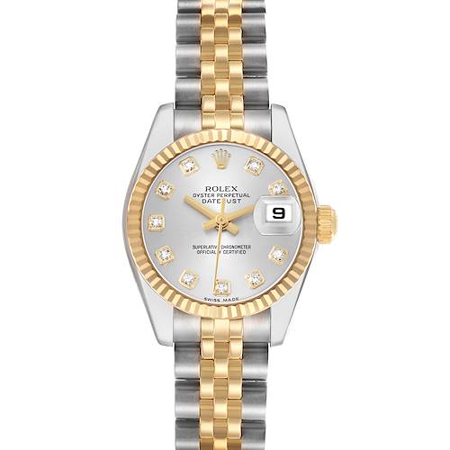 Photo of Rolex Datejust Silver Diamond Dial Steel Yellow Gold Ladies Watch 179173 Box