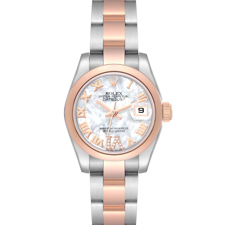 Rolex Datejust Steel Rose Gold Mother of Pearl Diamond Dial Ladies Watch 179161 Box Card SwissWatchExpo