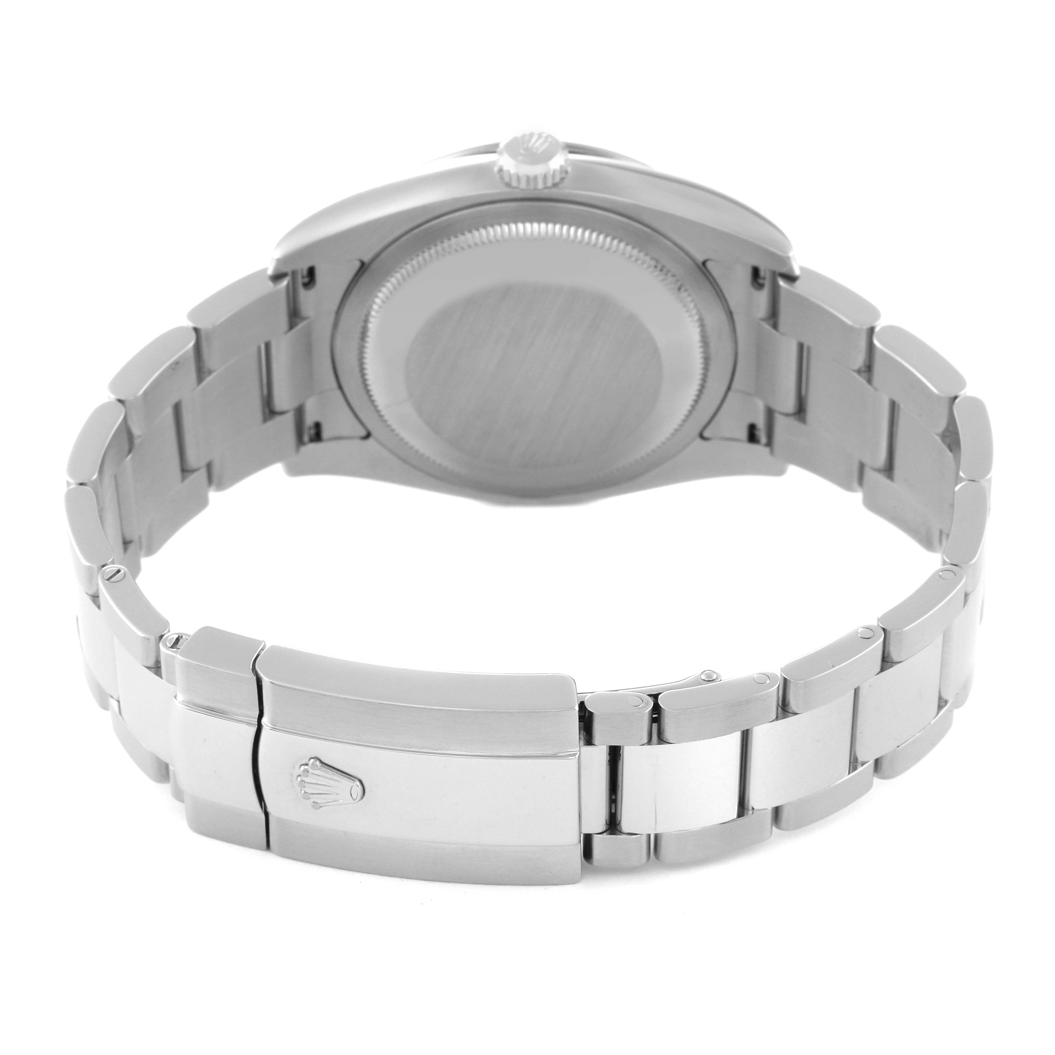 This image shows the back case and clasp of a Rolex Turn-o-Graph 116264 Men's Stainless Steel Black Dial 116264 Men's Stainless Steel Black Dial watch, taken from a rear angle.