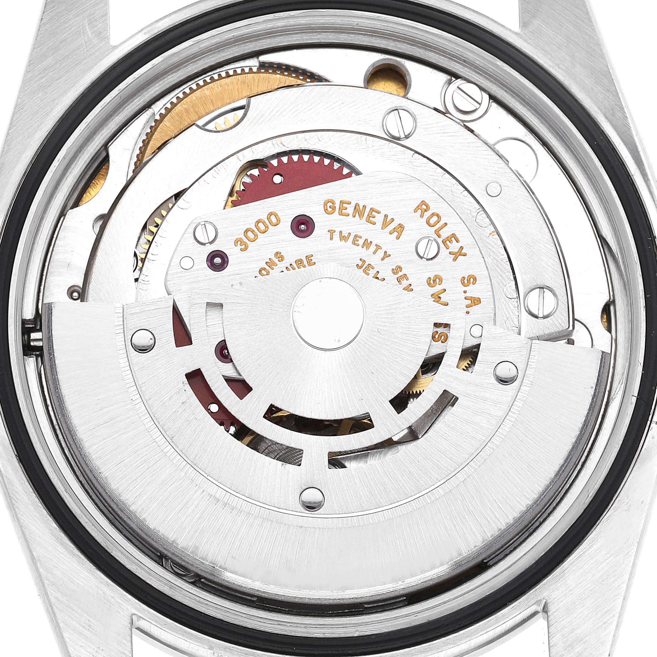 This image shows the internal mechanical movement, specifically the caliber 3000, of a Rolex Explorer 14270 Men
s Stainless Steel Black Dial 14270 Men
s Stainless Steel Black Dial watch from a top-down angle.