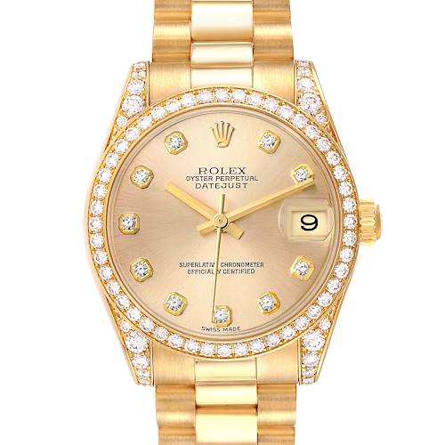 Photo of Rolex President 31 Midsize Yellow Gold Diamond Dial Bezel Ladies Watch 178158