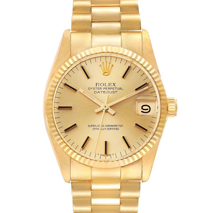 Rolex President Datejust Midsize 31mm Yellow Gold Vintage Ladies Watch 6827 SwissWatchExpo