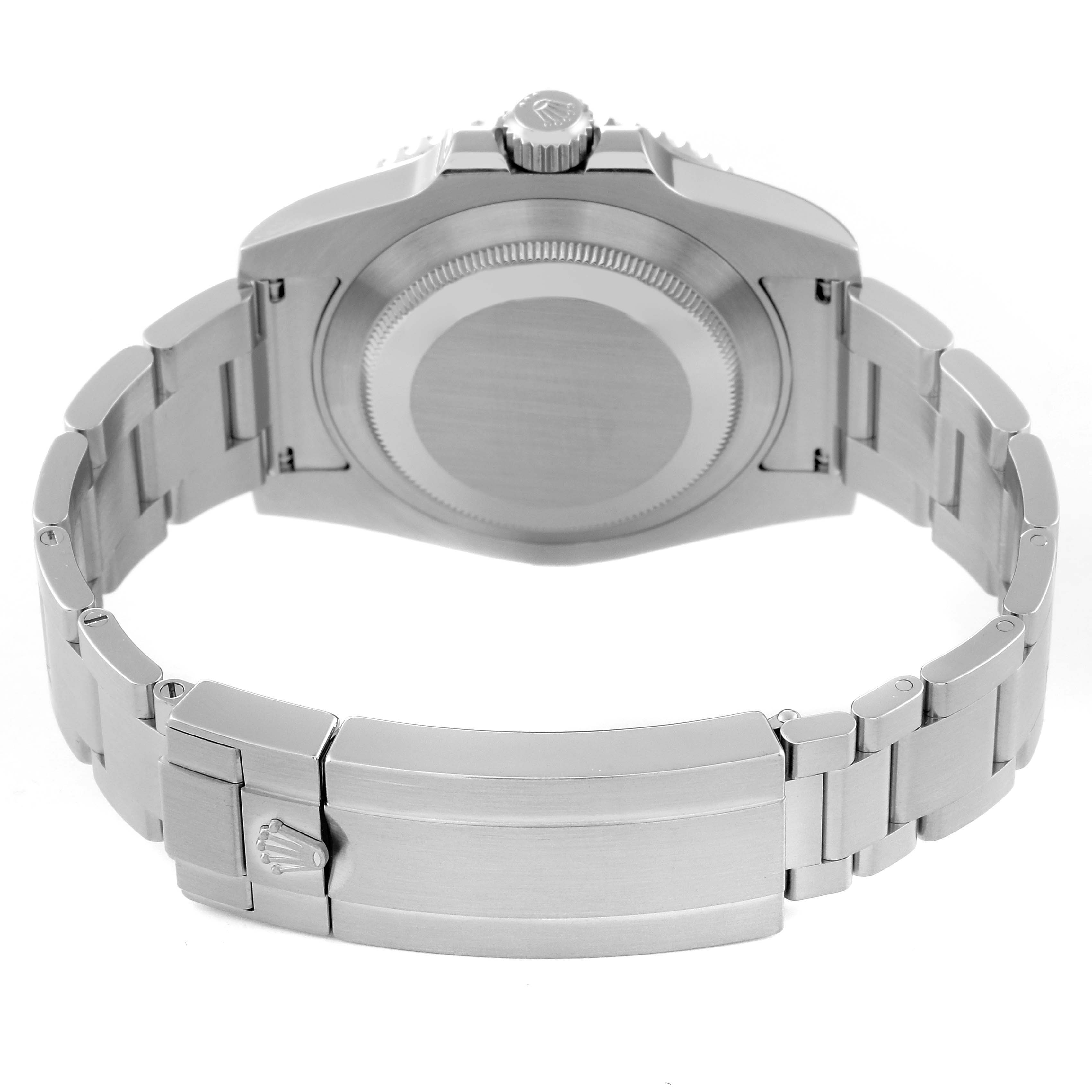 The image shows the back view of a Rolex Submariner 114060 Men's Stainless Steel Black Dial 114060 Men's Stainless Steel Black Dial watch, highlighting the case back and bracelet.