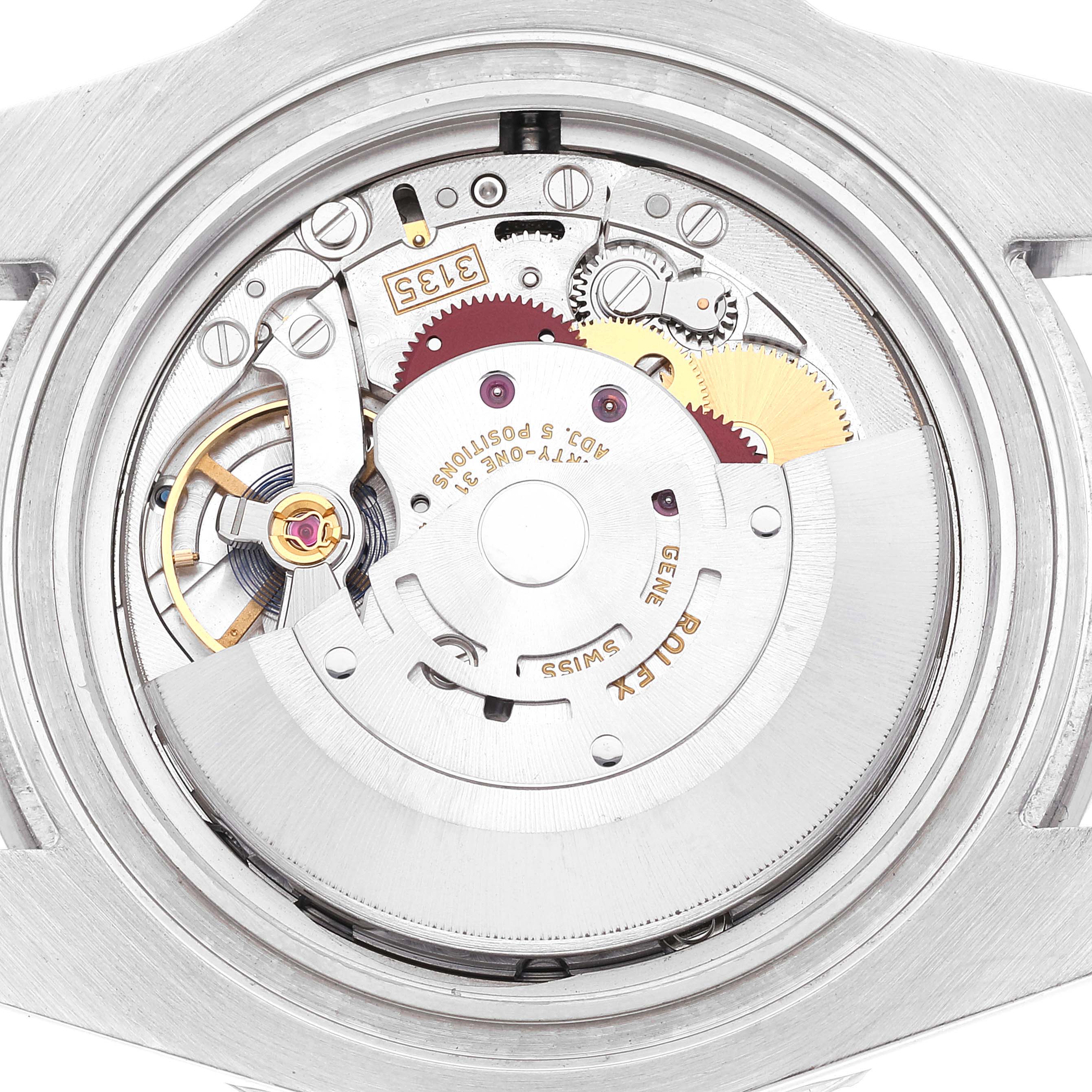 This image shows the internal mechanism of a Rolex Submariner 116610 Men
s Stainless Steel Black Dial 116610 Men
s Stainless Steel Black Dial watch from a top-down angle.