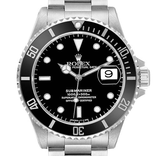 Photo of Rolex Submariner Date Steel Black Dial Mens Watch 16610 Box Papers