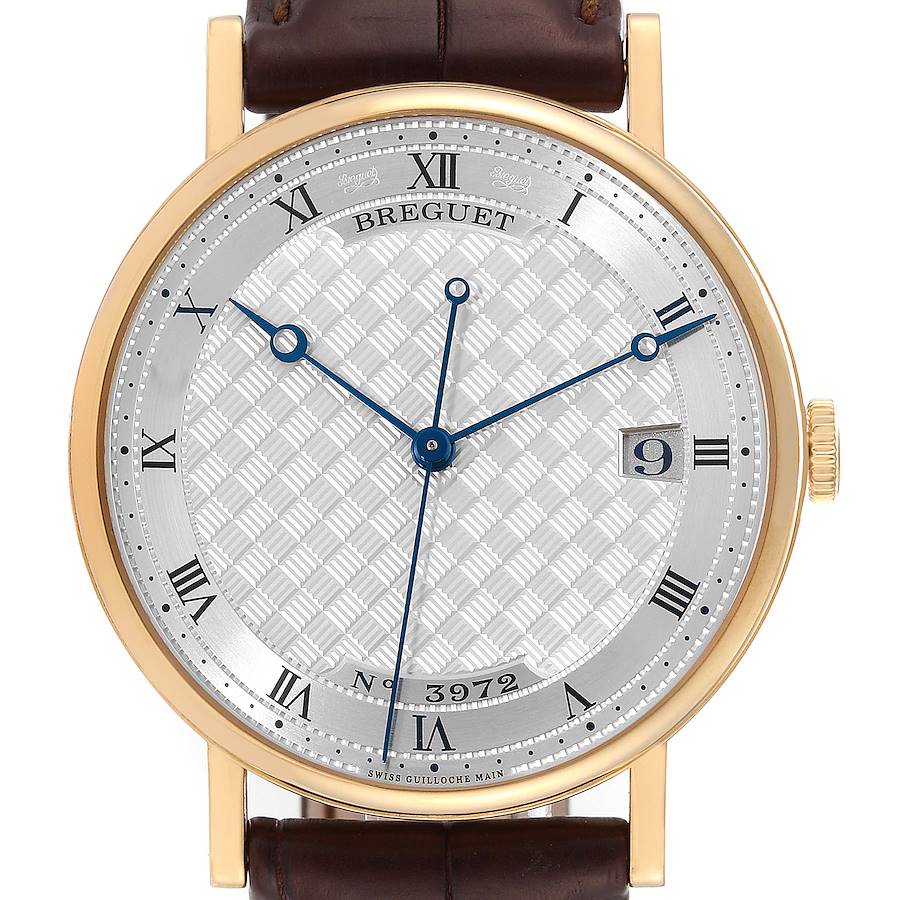 Breguet Classique Yellow Gold Silver Dial Mens Watch 5177 Papers SwissWatchExpo