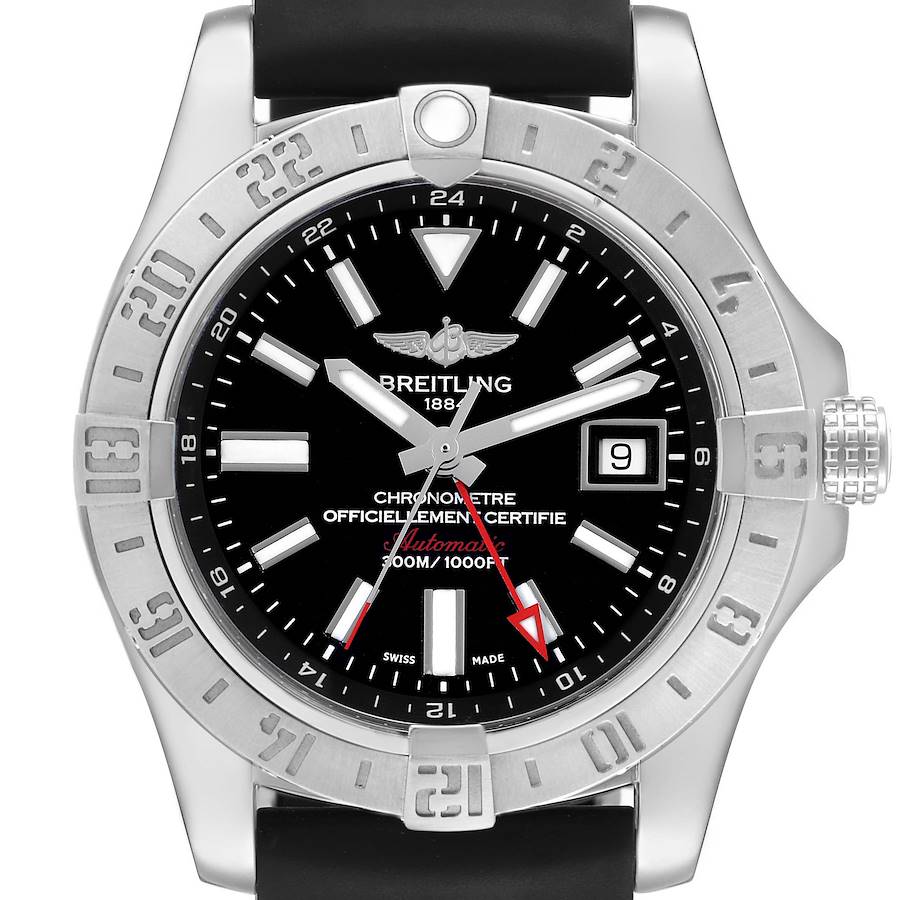 Breitling Aeromarine Avenger II GMT Black Dial Steel Mens Watch A32390 SwissWatchExpo