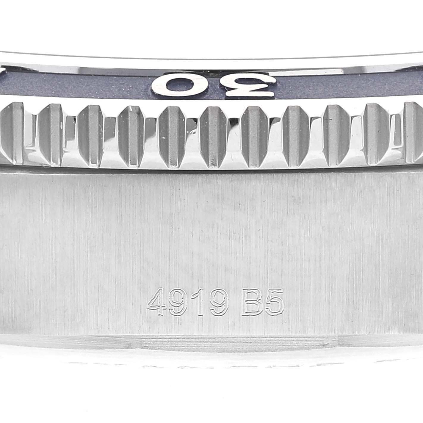 This image shows a close-up of the bezel and serial number of a Breitling Superocean A17366 Men's Stainless Steel White Dial A17366 Men's Stainless Steel White Dial watch.