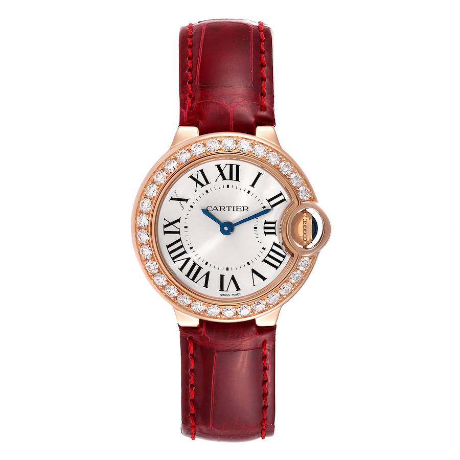 Cartier Ballon Bleu Silver Dial Rose Gold Diamond Bezel Ladies Watch ...