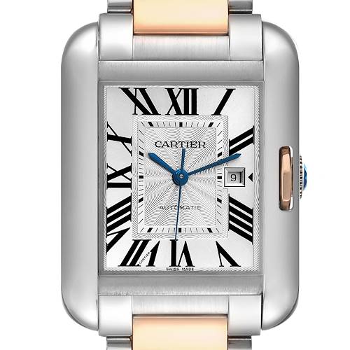Photo of Cartier Tank Anglaise Large Steel 18K Rose Gold Mens Watch W5310037 Box Papers