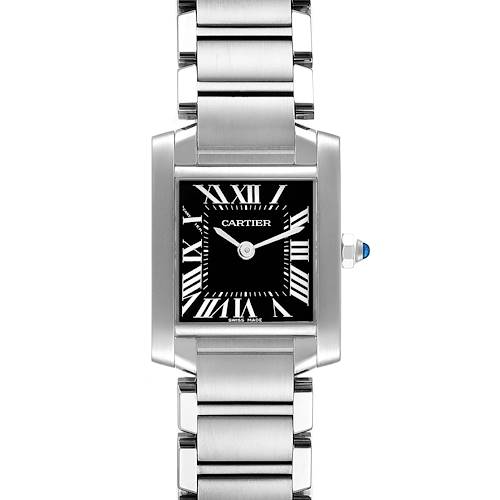 Photo of Cartier Tank Francaise Black Dial Steel Ladies Watch W51026Q3 Box Papers
