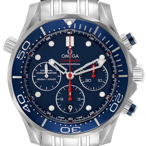 Photo of Omega Seamaster Diver Chronograph Steel Mens Watch 212.30.44.50.03.001 Box Card