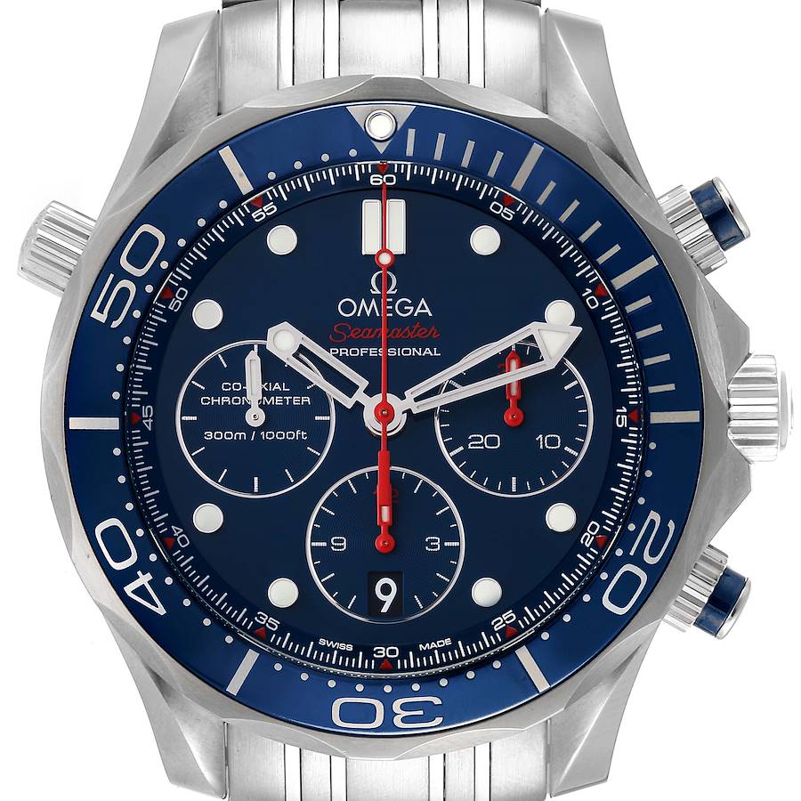 Omega Seamaster Diver Chronograph Steel Mens Watch 212.30.44.50.03.001 Box Card SwissWatchExpo