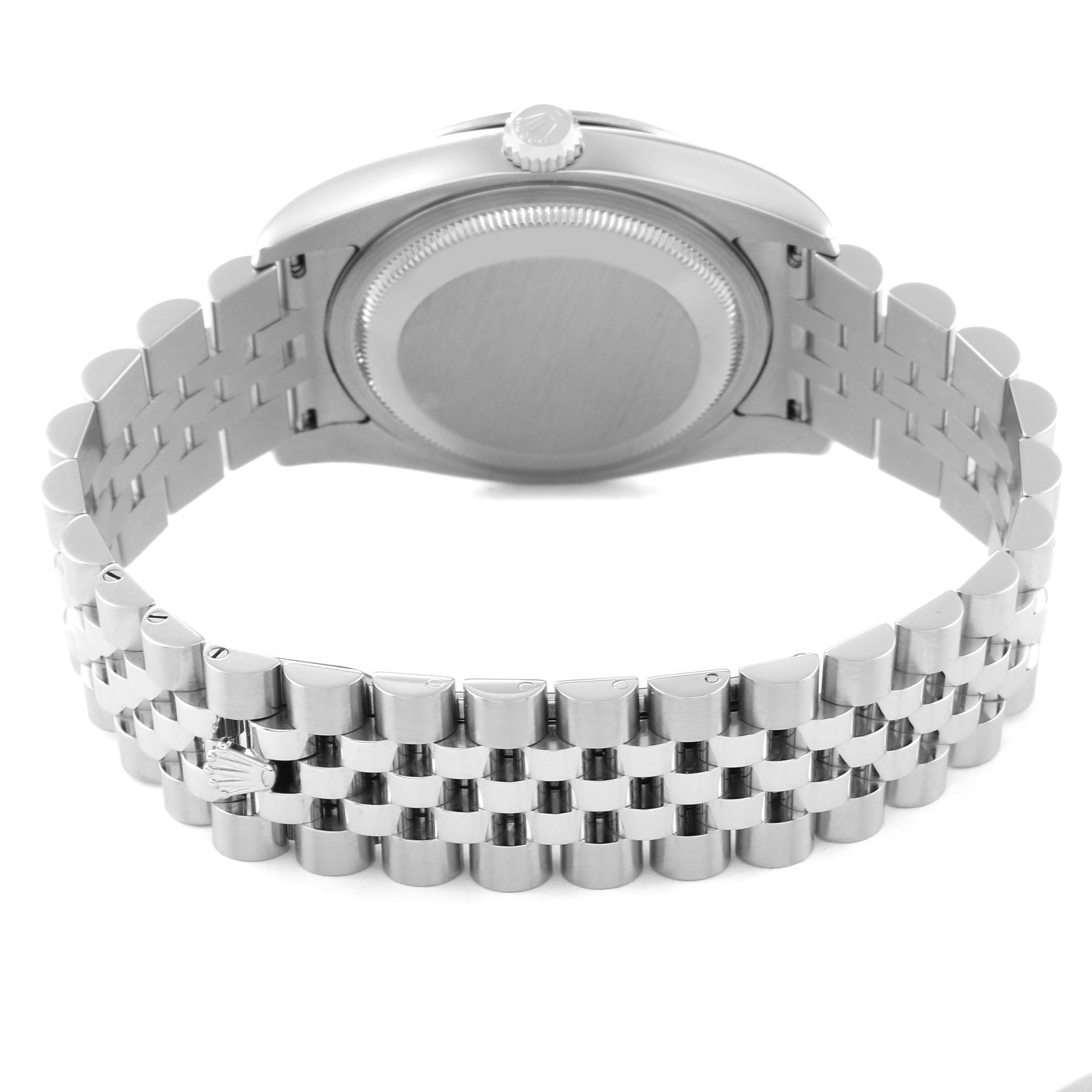 This image shows the backside of a Rolex Turn-o-Graph 116264 Men's Stainless Steel Black Dial 116264 Men's Stainless Steel Black Dial watch, highlighting the case back, crown, and bracelet.