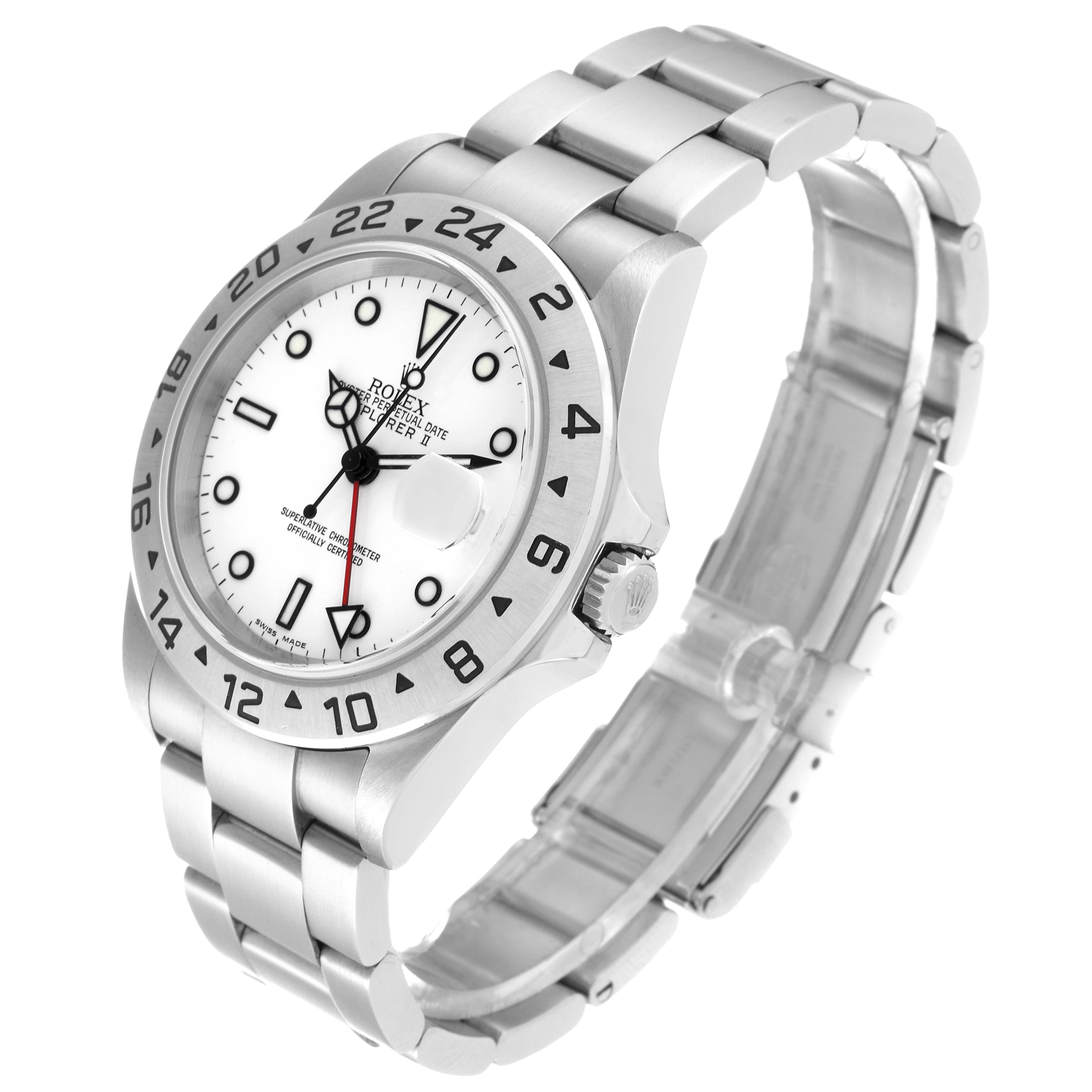 This image shows a side and front view of the Rolex Explorer 16570 Men
s Stainless Steel White Dial 16570 Men
s Stainless Steel White Dial watch, highlighting the face, bezel, and bracelet.