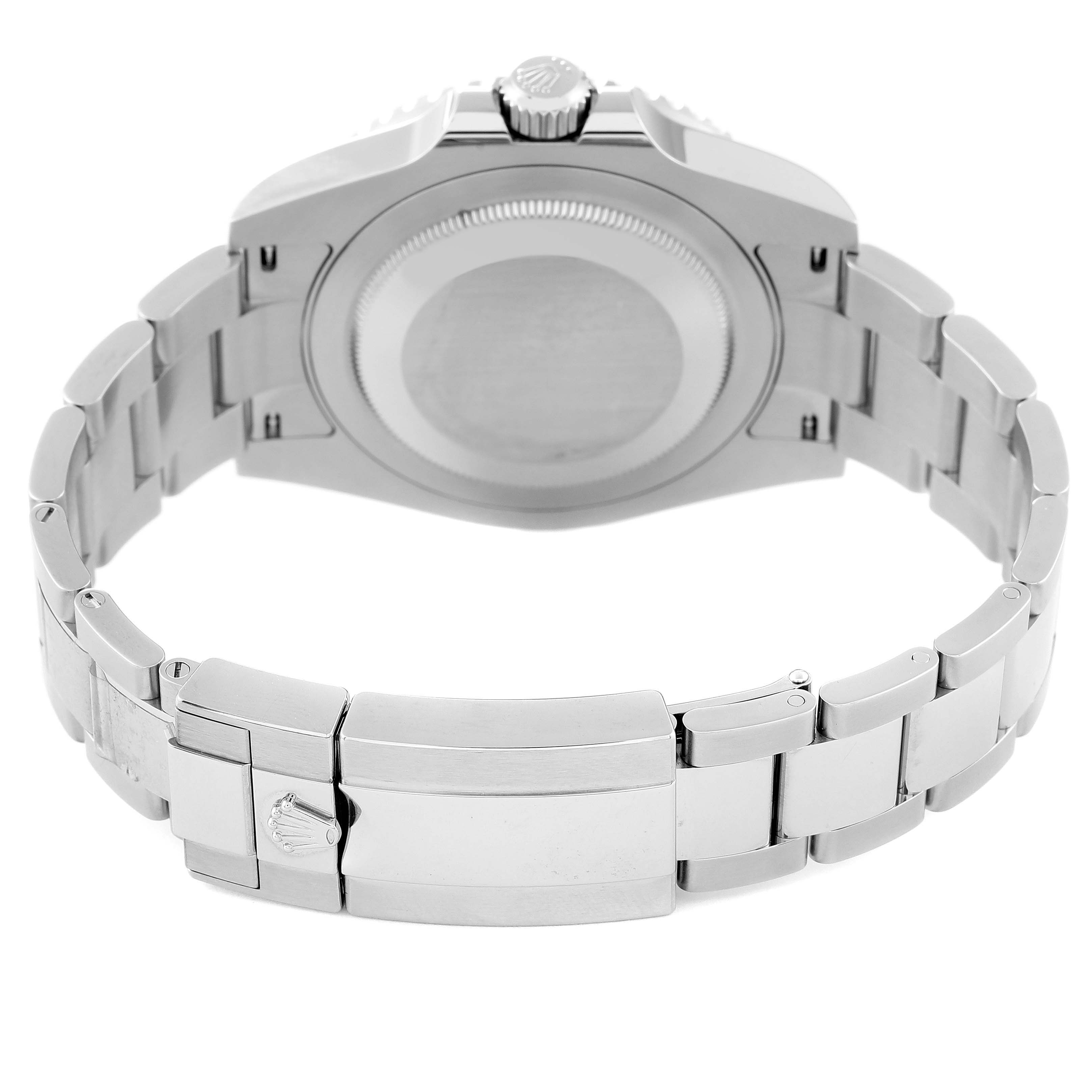 This image shows the back case and bracelet clasp of a Rolex GMT-Master 126710BLRO Men
s Stainless Steel Black Dial 126710BLRO Men
s Stainless Steel Black Dial watch.