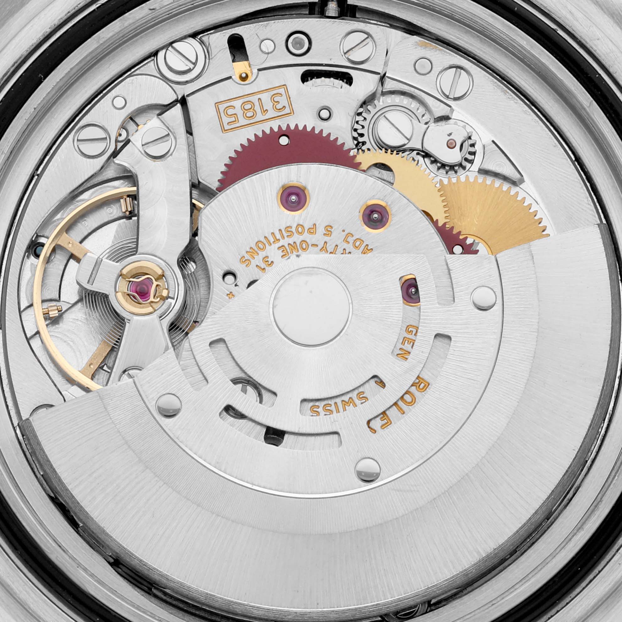 This image shows the intricate internal mechanism of a Rolex GMT-Master 16710 Men's Stainless Steel Black Dial 16710 Men's Stainless Steel Black Dial watch movement.