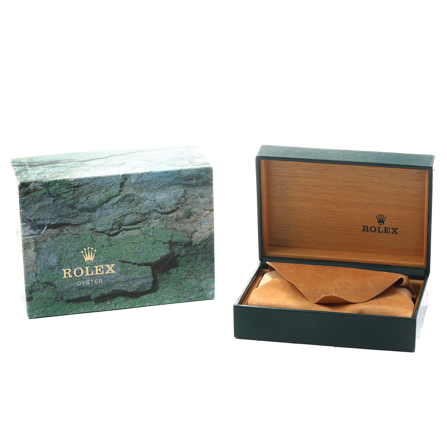 The image shows a Rolex GMT-Master 16710 Men's Stainless Steel Black Dial box and open case with a cushion inside.