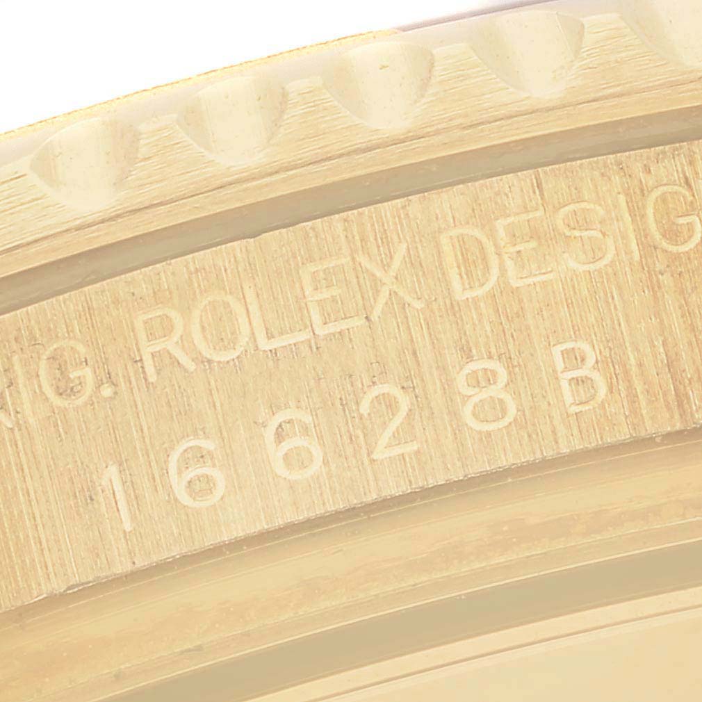 This image shows a close-up angle of the Yacht-Master model by Rolex, focusing on the engraved bezel and model number.
