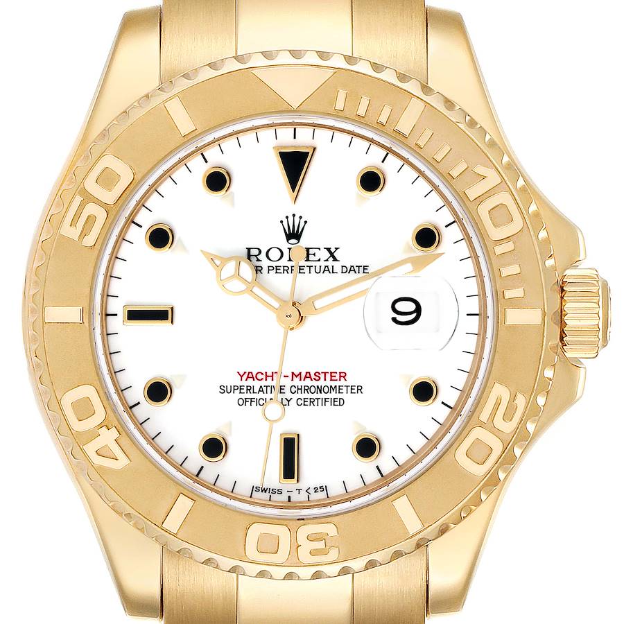 Rolex Yachtmaster 40mm Yellow Gold White Dial Mens Watch 16628 SwissWatchExpo