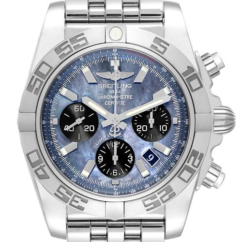 Photo of Breitling Chronomat 01 Mother of Pearl Steel Limited Edition Mens Watch AB0111 Box Card