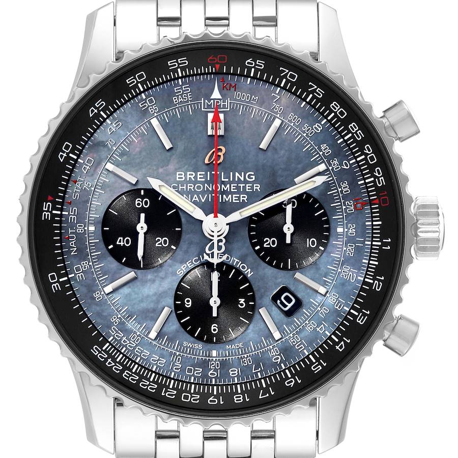 Breitling Navitimer 01 Blue Mother of Pearl Dial Steel Mens Watch AB0121 SwissWatchExpo