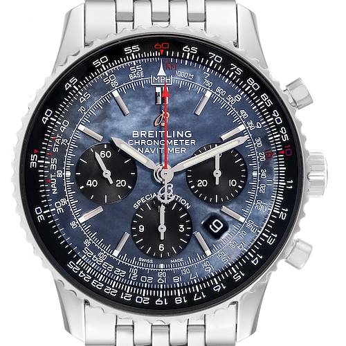 Photo of Breitling Navitimer 01 Blue Mother of Pearl Steel Mens Watch AB0121 Box Card