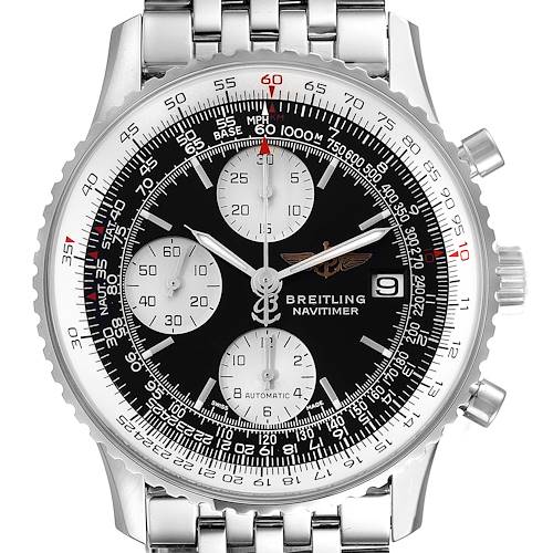 Photo of Breitling Old Navitimer Black Dial Steel Mens Watch A13324 Box Papers