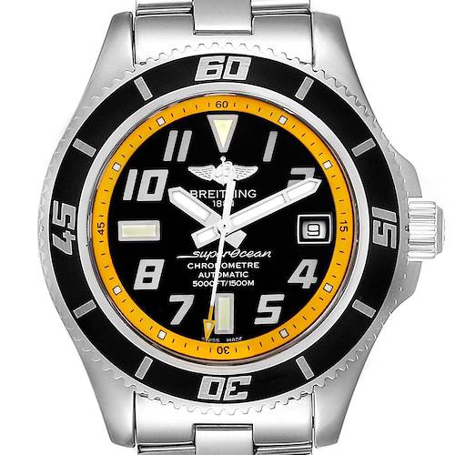 Photo of Breitling Superocean 42 Abyss Black Yellow Dial Mens Watch A17364 ADD FOUR LINKS