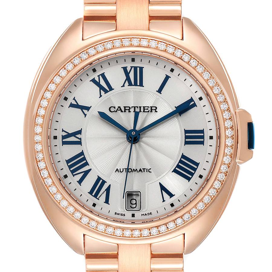 Cartier Cle 18K Rose Gold Diamond Automatic Ladies Watch WFCL0003 SwissWatchExpo