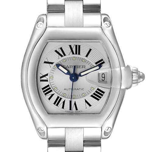 Photo of Cartier Roadster Silver Dial Steel Mens Watch W62000V3 Papers