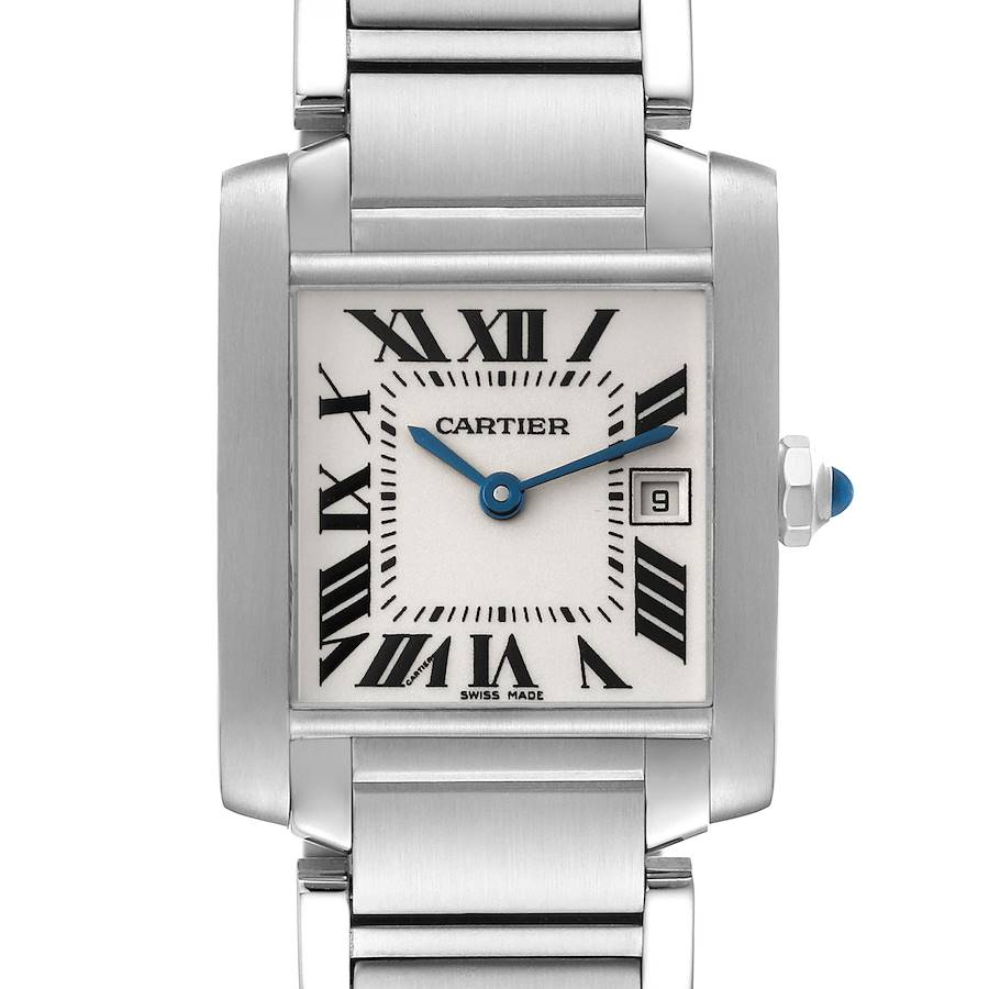 Cartier Tank Francaise Midsize Silver Dial Steel Ladies Watch W51011Q3 Box Paper SwissWatchExpo