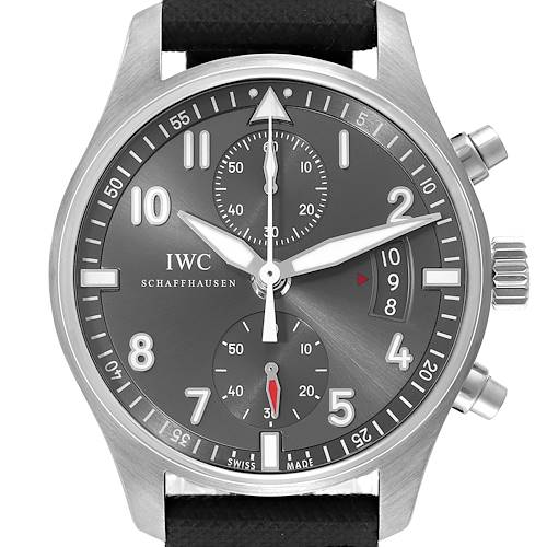 Photo of IWC Pilot Spitfire Chronograph Grey Dial Mens Watch IW387802 Card