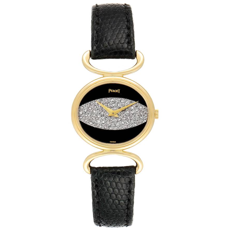 Piaget Classique Yellow Gold Onix Diamond Dial Vintage Ladies