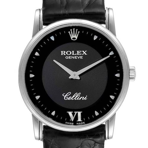 Photo of Rolex Cellini Classic 18K White Gold Black Dial Mens Watch 5116 Box
