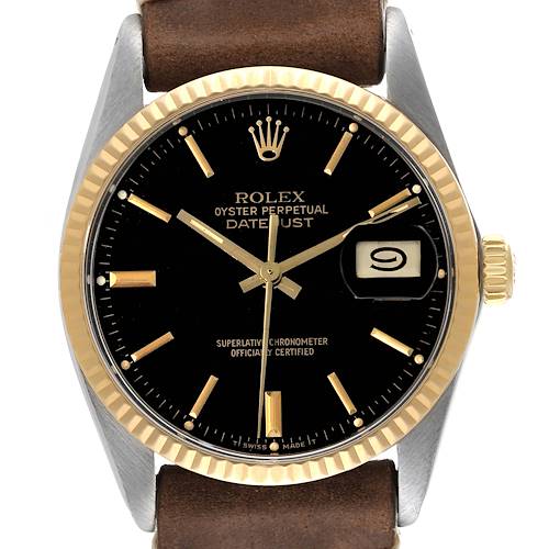 Photo of Rolex Datejust 36 Steel Yellow Gold Black Dial Vintage Mens Watch 16013