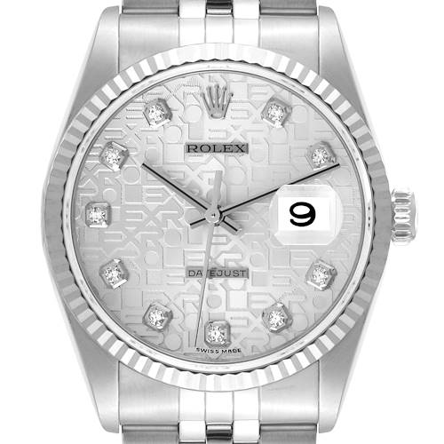Photo of Rolex Datejust Steel White Gold Silver Anniversary Diamond Dial Mens Watch 16234