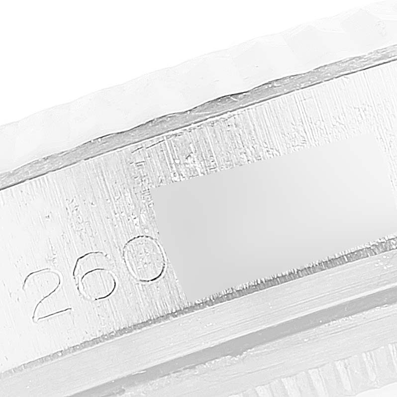 This close-up image of the Rolex Vintage Collection 1601 Men
s Stainless Steel Silver Dial 1601 Men
s Stainless Steel Silver Dial model shows a partial view of the watch
s case with visible engraved numbers.