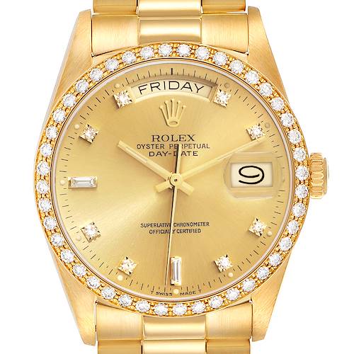 Photo of Rolex President Day-Date Yellow Gold Diamond Bezel  Watch 18048