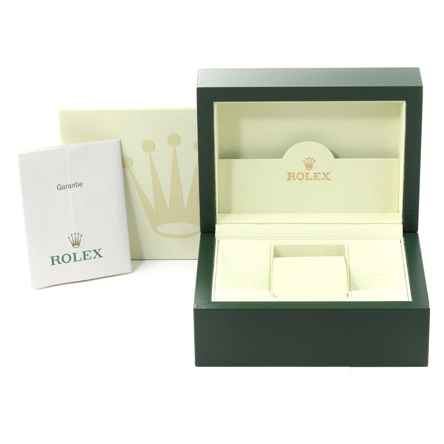 The image shows a Rolex Submariner 14060M Men's Stainless Steel Black Dial 14060M Men's Stainless Steel Black Dial watch box at a straight angle, including the warranty card and outer box.