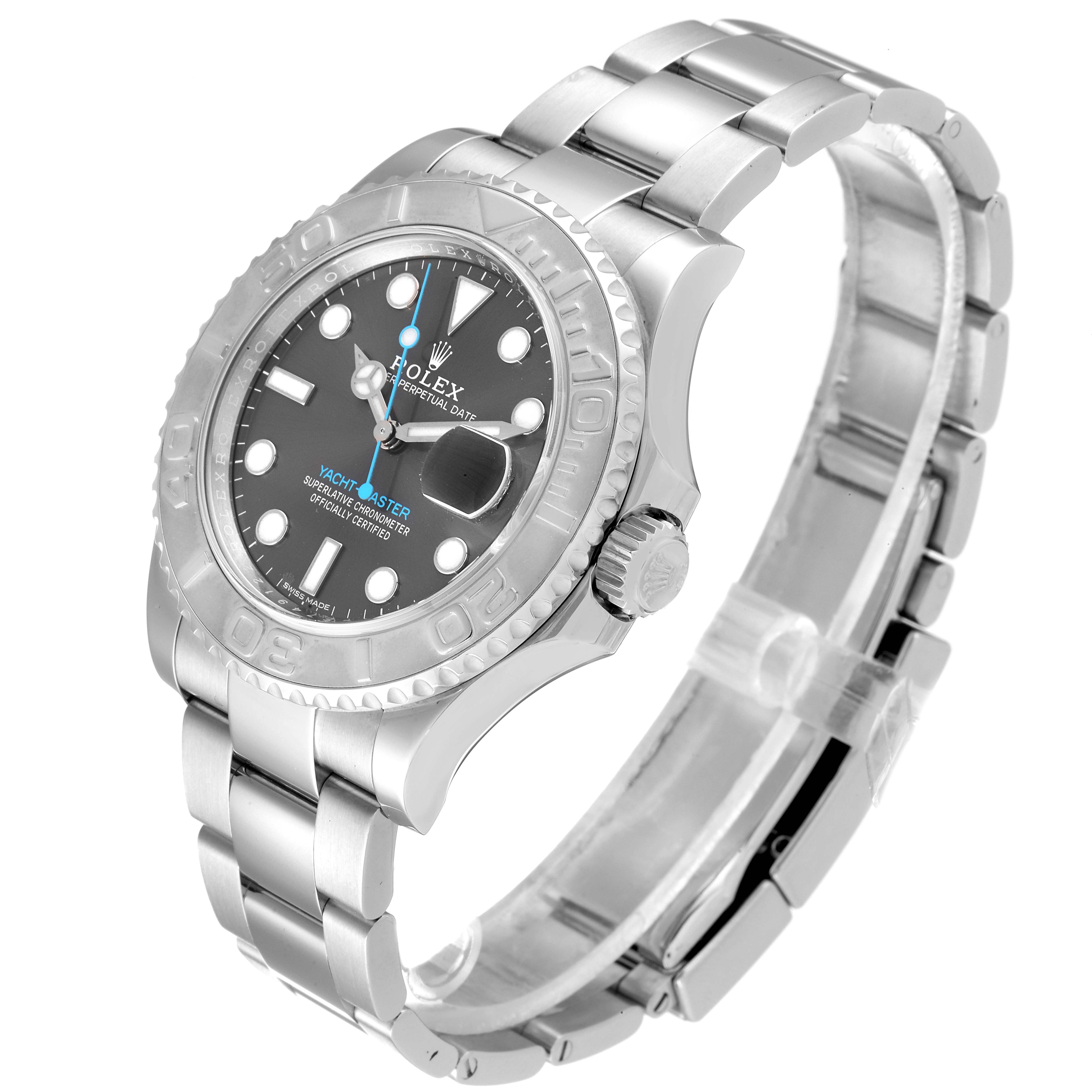 Rolex Yachtmaster Rhodium Dial Steel Platinum Mens Watch 116622 Box ...