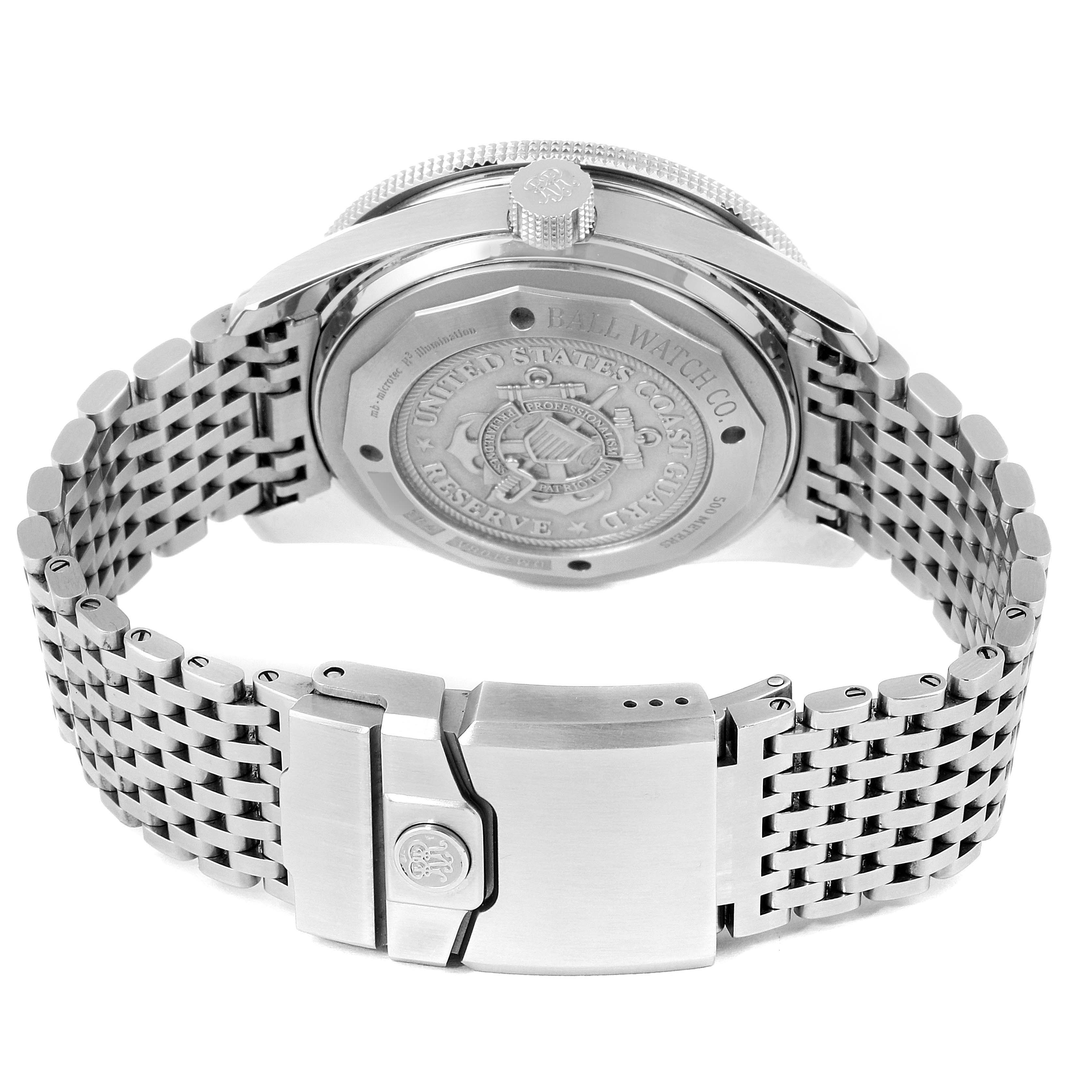 The image shows the case back, crown, and stainless steel bracelet of a Ball Engineer DM3108A-SCJ-BK Men's Stainless Steel Black Dial DM3108A-SCJ-BK Men's Stainless Steel Black Dial model watch.