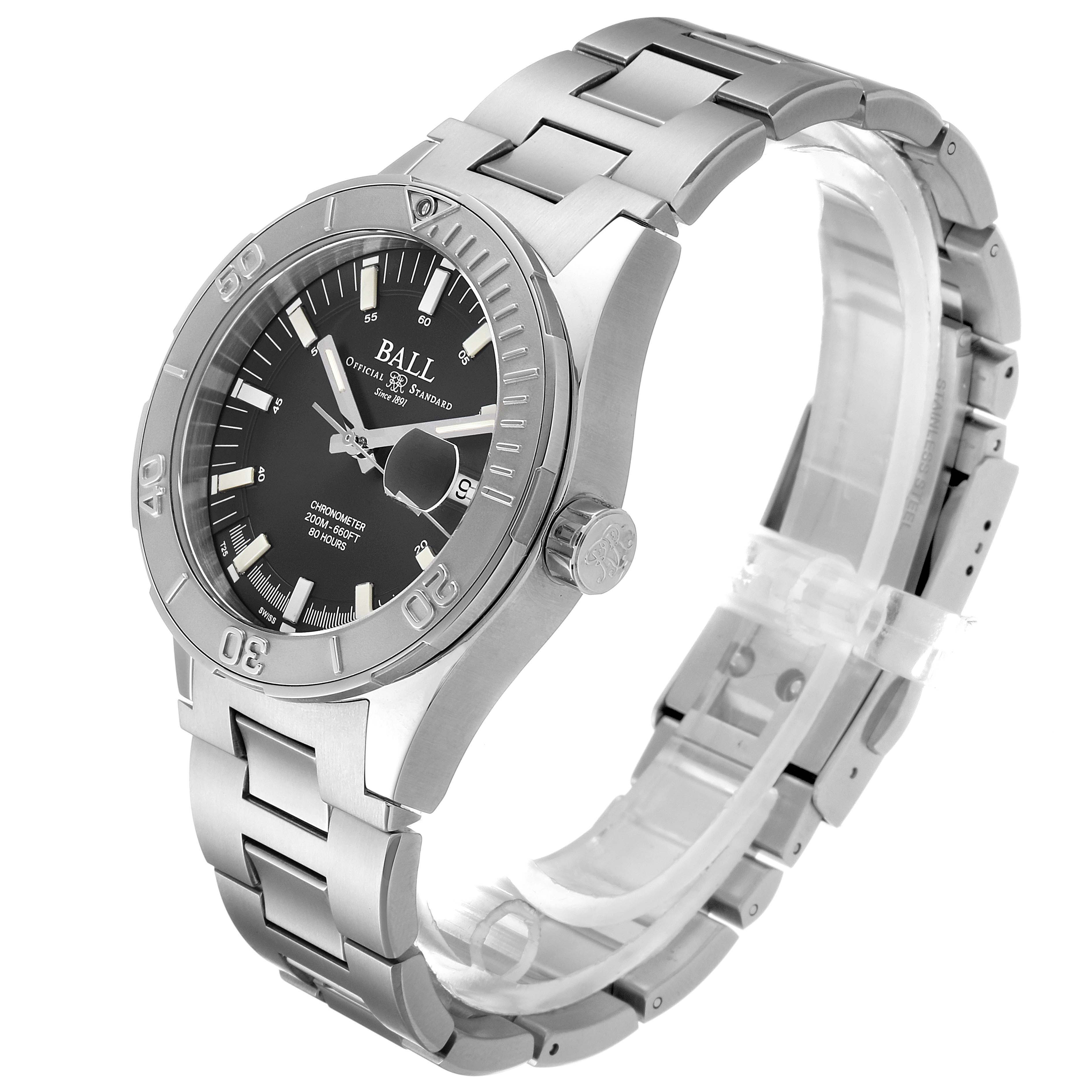 The image shows a Ball Roadmaster DM3130B-S3CJ-GY Men's Stainless Steel Grey Dial DM3130B-S3CJ-GY Men's Stainless Steel Grey Dial watch at an oblique angle, highlighting the face, bezel, and bracelet.