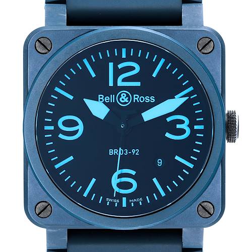 Photo of Bell & Ross Aviation Blue Ceramic Mens Watch BR03-92 Box Card
