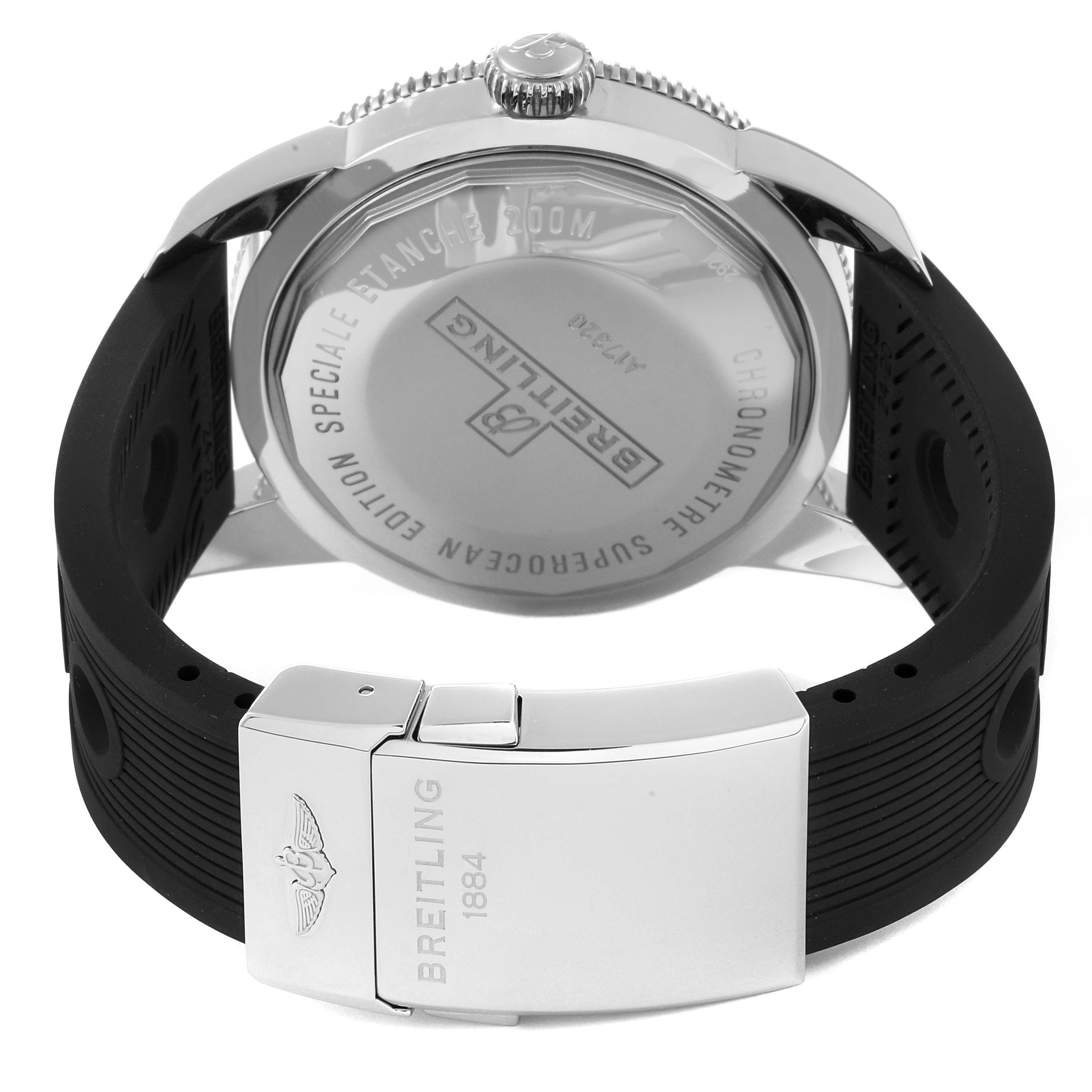 The image shows the back case and clasp of a Breitling Superocean A1732024/B868 Men's Stainless Steel Black Dial A1732024/B868 Men's Stainless Steel Black Dial watch from a rear angle.