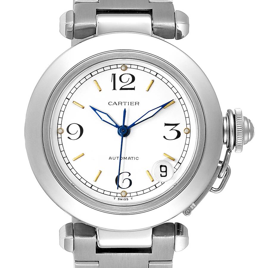Cartier Pasha C Midsize White Dial Steel Unisex Watch W31044M7 SwissWatchExpo