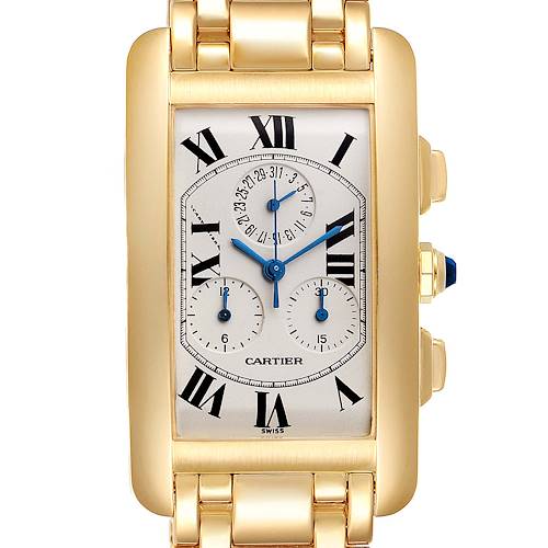 Photo of Cartier Tank Americaine Chronograph Yellow Gold Mens Watch W2601156