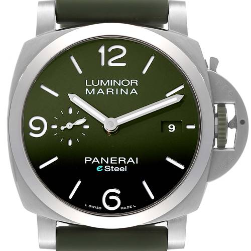 Photo of Panerai Luminor Marina Verde Smeraldo Steel Mens Watch PAM01356 Box Card