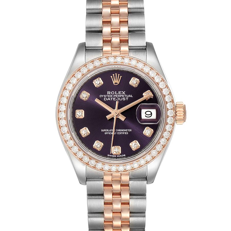 Rolex Datejust 28 Steel Everose Gold Diamond Ladies Watch 279381 SwissWatchExpo